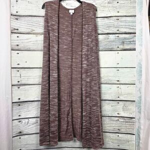 LuLaRoe L Brown Long Sleeveless Duster Cardigan